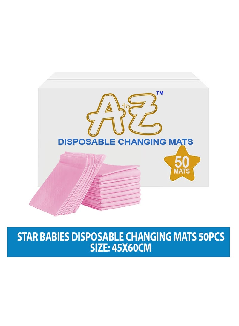 A To Z - Disposable Changing Mat size (45cm x 60cm) Large- Premium Quality for Baby Soft Ultra Absorbent Waterproof, Pack of 50-Pink - Image 2