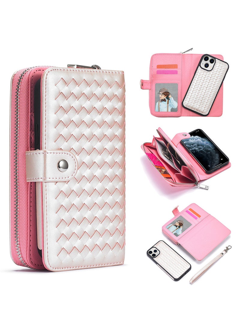 CATANES (for iPhone 12 Mini) Wallet Case Leather Cover, ID Credit Holder Folio Flip Wallet case with Embroidery Unique Design / White - Image 1