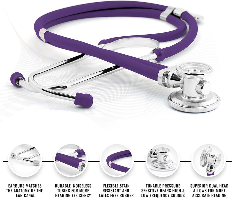 ASA Techmed طقم بداية ممرض EMT: سماعة طبية، جهاز قياس ضغط الدم ومقص EMT 7.5" هدية مثالية للممرضين، طلاب الطب، رجال الإطفاء، الشرطة والاستخدام الشخصي (أرجواني) - Image 2