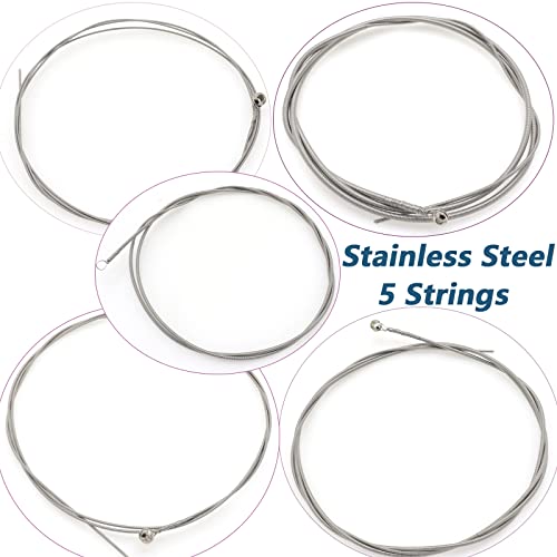 Cheerock Stainless Steel 5 String Bass Strings Replacement Set, Acoustic Bass Strings, Electric Bass String, 5 String Bass Instrument Accessories - Image 2