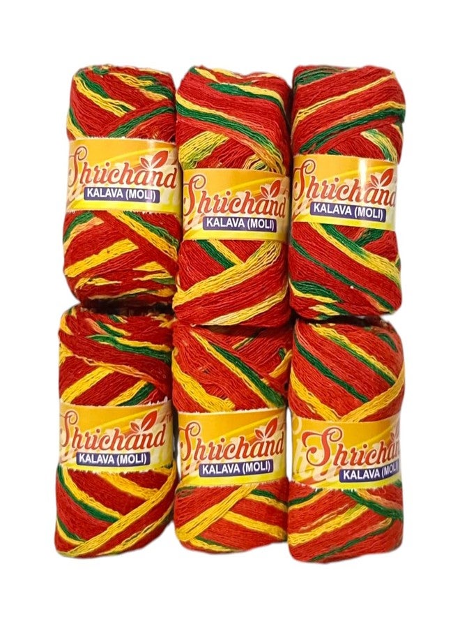 Shrichand Multicolour Kalawa (Red,Yellow, Green Moli) Sacred Thread, Kalava Suraksha Dhaga, Pack of 6, Traditional Hindu Pooja Thread - Image 1