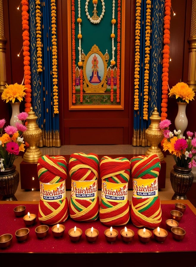 Shrichand Multicolour Kalawa (Red,Yellow, Green Moli) Sacred Thread, Kalava Suraksha Dhaga, Pack of 6, Traditional Hindu Pooja Thread - Image 3
