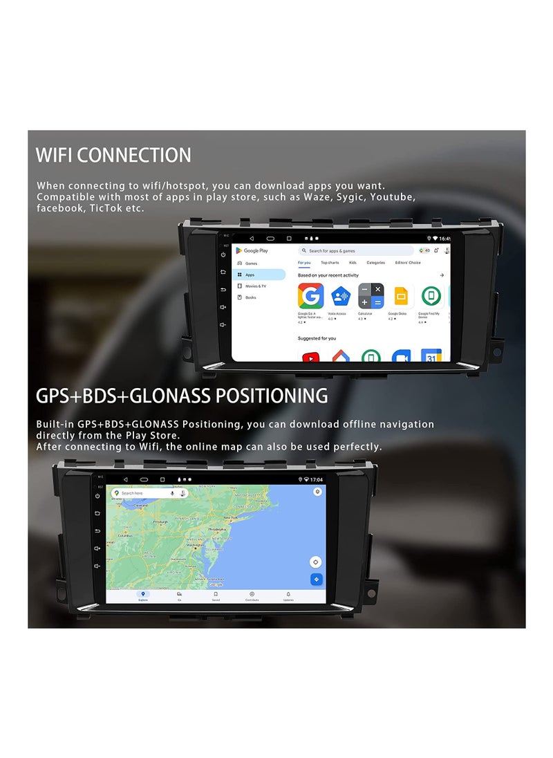 SHEZA STAR - Android Screen For Nissan Altima  2013 To 2018 2GB RAM 32 GB Memory Support Apple Carplay Android Auto Full HD Touch Screen Display built In Bluetooth USB Radio WiFi Play Store Backup Camera include - Image 1