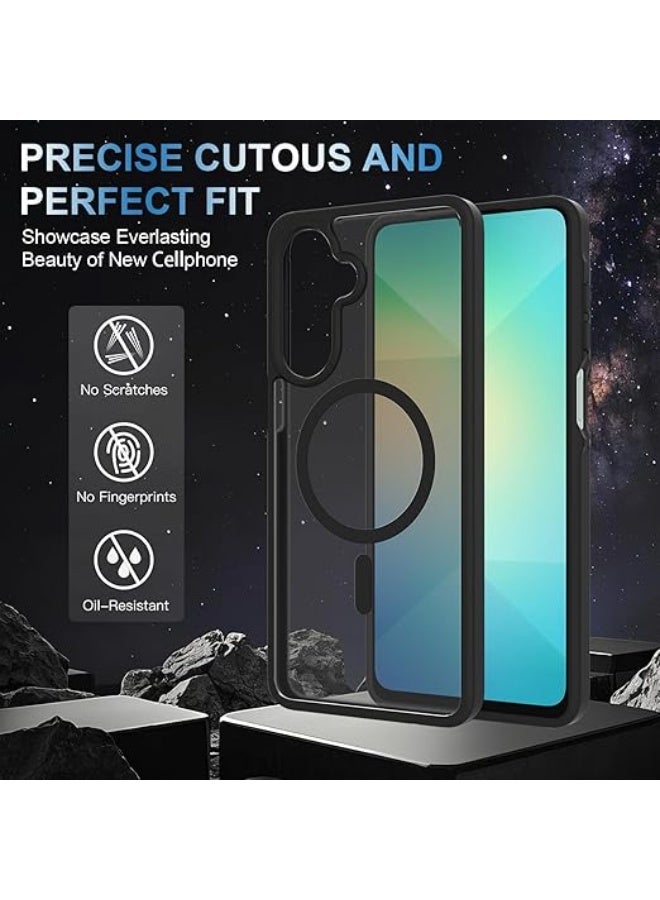 3 in 1 Magnetic Case Compatible with Samsung Galaxy A17 5G with Tempered Glass, Compatible with Clear Matte Shockproof Case, Black - Image 2