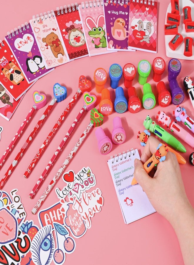 LiYiQ 247 Pcs Valentine's Day Party Favors Return Gifts for Party, Student Stationery Gifts from Teacher, Pencil Erasers Notebooks Stickers Stamps for Classroom Birthday Goodie Bags Rewards Prizes - Image 2