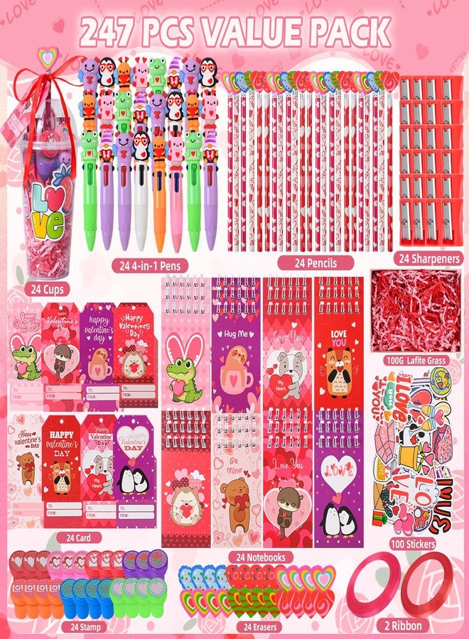 LiYiQ 247 Pcs Valentine's Day Party Favors Return Gifts for Party, Student Stationery Gifts from Teacher, Pencil Erasers Notebooks Stickers Stamps for Classroom Birthday Goodie Bags Rewards Prizes - Image 4