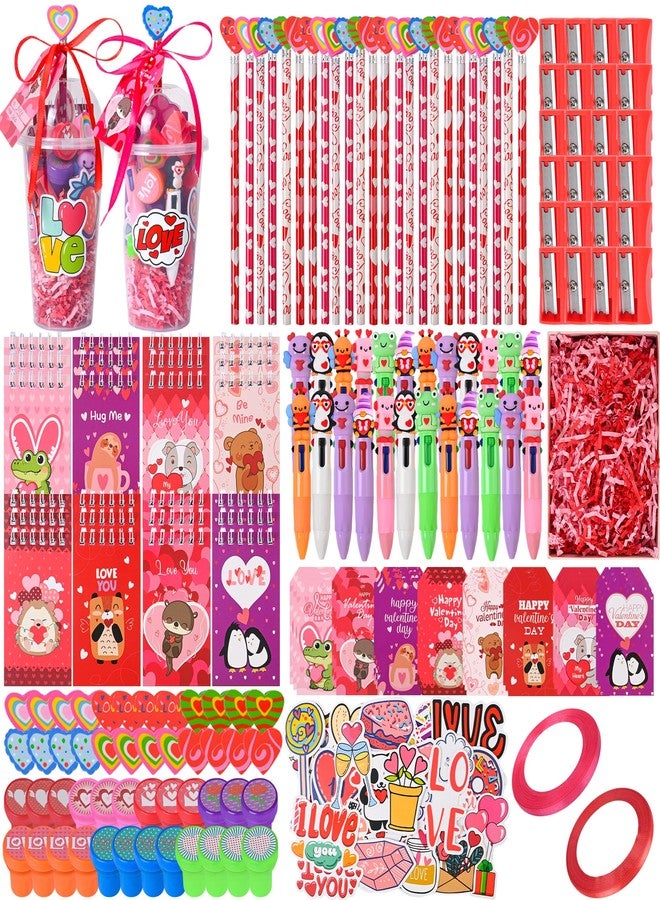 LiYiQ 247 Pcs Valentine's Day Party Favors Return Gifts for Party, Student Stationery Gifts from Teacher, Pencil Erasers Notebooks Stickers Stamps for Classroom Birthday Goodie Bags Rewards Prizes - Image 1