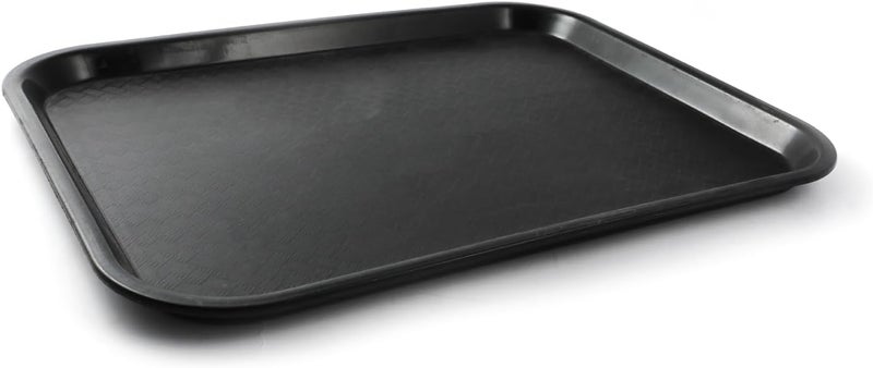 Vague Rectangular Shape Plastic Fast Food Tray, 45 cm x 35 cm Size, Black - Image 1
