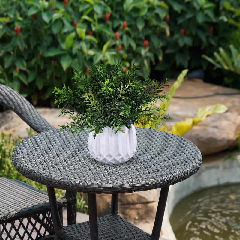 Winlyn Winlyn 3 Pcs Faux Potted Plants Set - Artificial Eucalyptus  Rosemary  Boxwood Greenery in Small White Geometric Planters for Indoor Outdoor Desk Table Centerpiece Shelf Windowsill Home Office Decor - Image 5