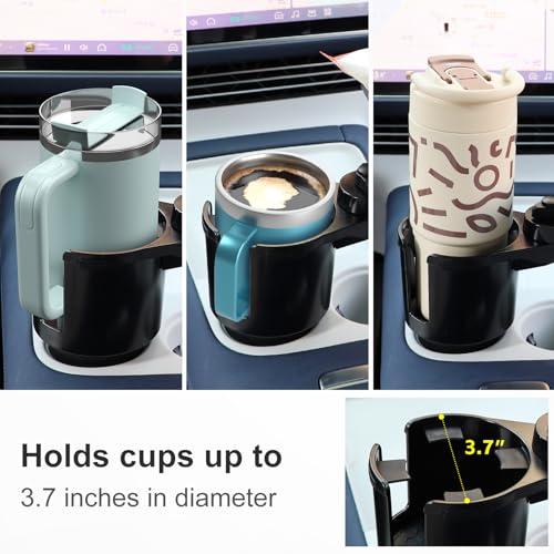Sancaral Car Large Cup Holder Expander, 3-in-1 Cupholder Extender with Swivel and Detachable Snack Food Tray Table for Eating, Travel Essentials for Road Trips for Driver. Model E - Image 3