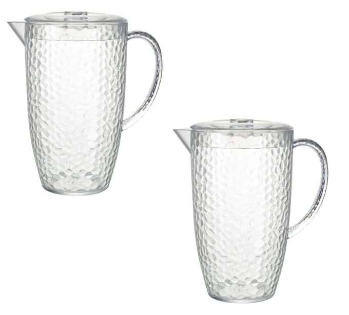 DIMPLE CLEAR PLASTIC 2 LITRE PICNIC WATER JUG PITCHER WITH LID 2
