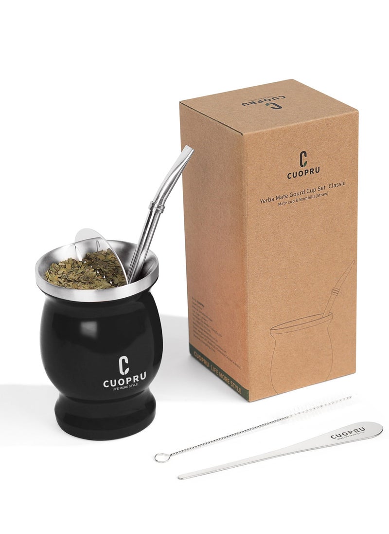 CUOPRU Yerba mate cup set 220ml argentinian style with straw and tea strainer  - Image 1