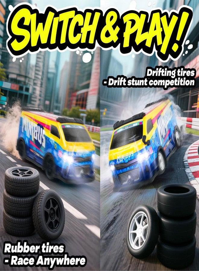 BEZGAR RC Drift Car | 2.4GHz 4WD Remote Control Car with Color-Shifting Lights & Dual Tire Sets | 20 Min Playtime RC Cars for Kids | Racing Toy Remote Control Bus for Boys Girls - Image 4