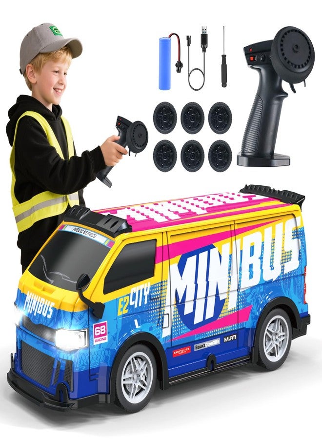 BEZGAR RC Drift Car | 2.4GHz 4WD Remote Control Car with Color-Shifting Lights & Dual Tire Sets | 20 Min Playtime RC Cars for Kids | Racing Toy Remote Control Bus for Boys Girls - Image 1