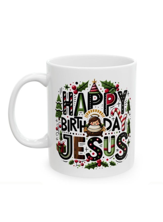 مج سيراميك مكتوب عليه “عيد ميلاد سعيد يا يسوع” – مج قهوة لعيد الميلاد، هدية مميزة