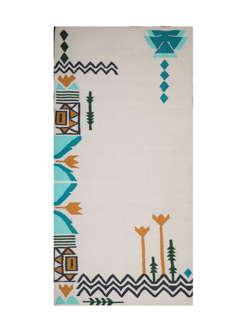 Handmade Doodle Wool Kilim Carpet  - Image 3