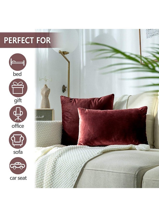 AEROHAVEN™ Premium Velvet Reversible Decorative Throw Pillow/Cushion Covers with Invisible Zipper - (16 x 16 Inch, Maroon) - Image 4