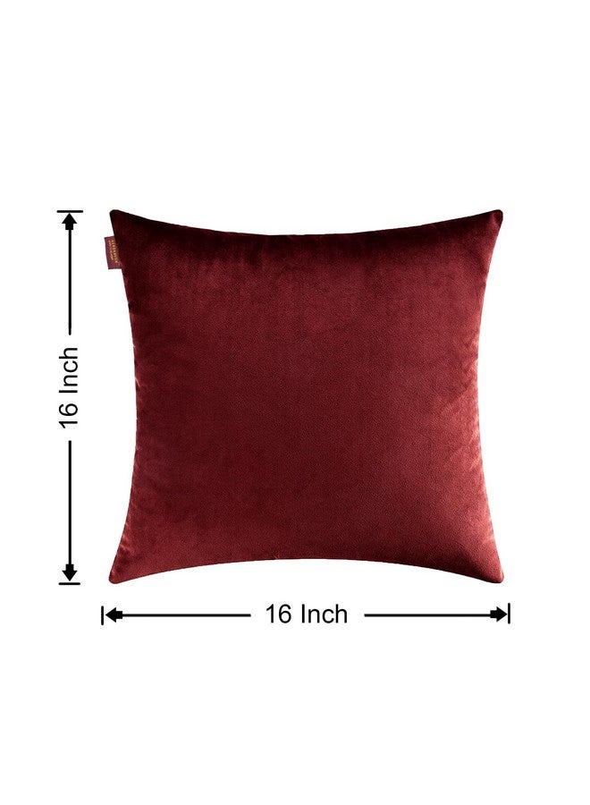 AEROHAVEN™ Premium Velvet Reversible Decorative Throw Pillow/Cushion Covers with Invisible Zipper - (16 x 16 Inch, Maroon) - Image 3