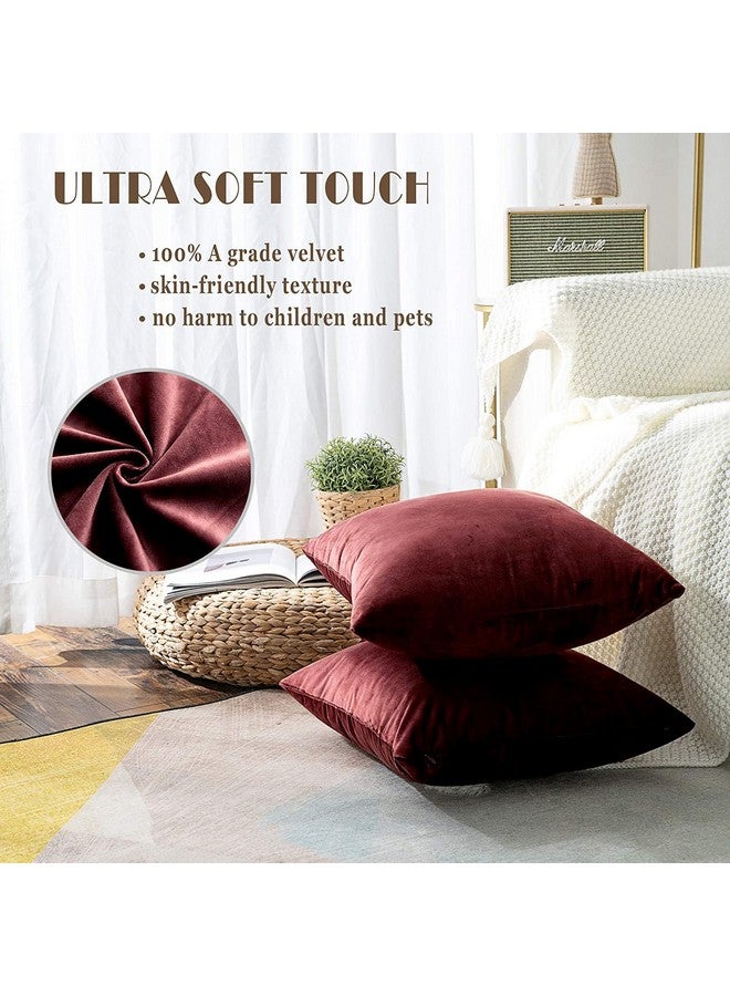 AEROHAVEN™ Premium Velvet Reversible Decorative Throw Pillow/Cushion Covers with Invisible Zipper - (16 x 16 Inch, Maroon) - Image 2