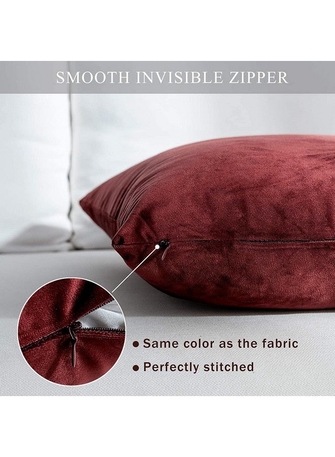 AEROHAVEN™ Premium Velvet Reversible Decorative Throw Pillow/Cushion Covers with Invisible Zipper - (16 x 16 Inch, Maroon) - Image 5