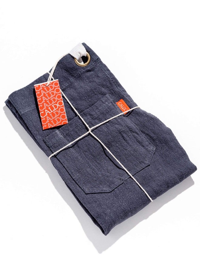 Caldo Linen Kitchen Apron for Cooking- Mens and Womens Linen Bib Apron for Professional Chef, Server, or Barista- Adjustable with Pockets (Navy) - Image 5