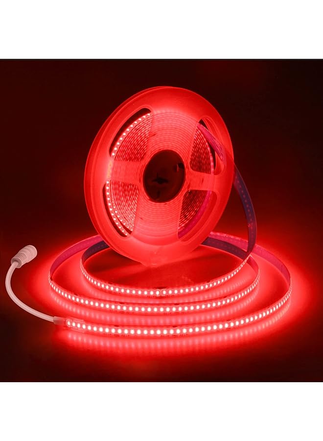 The Bros أضواء شريط LED COB حمراء 5م 12فولت 1600LEDs مرنة توهج موحد شريط ضوء LED لاصق قوي IP20 لغرفة النوم الفندق بار السيارة ديكور إضاءة المنزل (بدون محول طاقة وبدون خافت) - Image 1