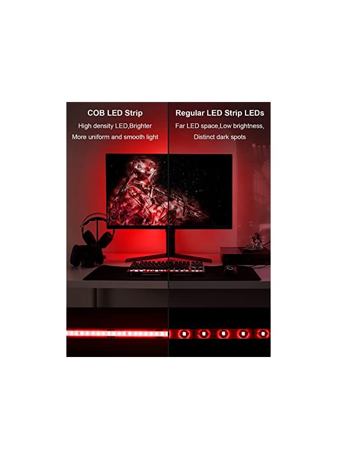 The Bros أضواء شريط LED COB حمراء 5م 12فولت 1600LEDs مرنة توهج موحد شريط ضوء LED لاصق قوي IP20 لغرفة النوم الفندق بار السيارة ديكور إضاءة المنزل (بدون محول طاقة وبدون خافت) - Image 5