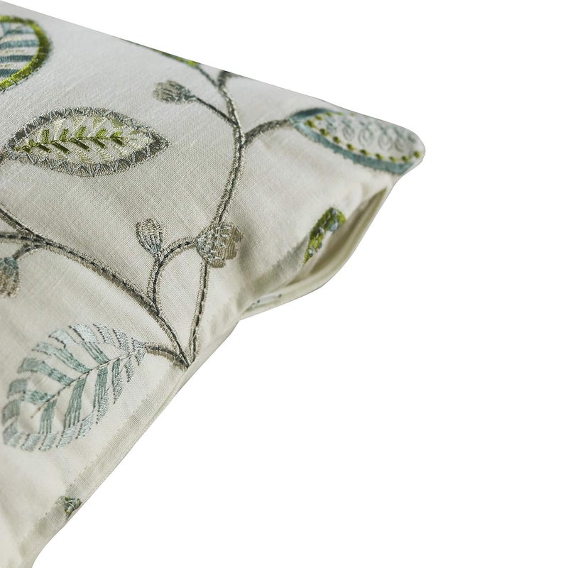GMF GM Luxury Home Decor Embroidered Leaf Cotton Cushion Cover with Zipper Luxurious Soft Decorative Square Pillow Cover for Living Room Bedroom Home Decor Pack of 2 Size 16 x 16 inch Ivory - Image 4