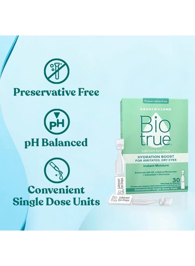 Biotrue Hydration Boost Eye Drops for Irritated, Dry Eyes in Single Dose Vials from Bausch + Lomb, Instant Moisture, Preservative Free, pH Balanced, Naturally Inspired, Pack of 30 Vials  - Image 4