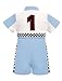 IWEMEK Baby Boy Race Car Driver Outfit 1st Birthday Party Fast One Birthday Outfit Kids Race Car Driver Romper Girls Boys Racer Jumpsuit Toddler Speed Racing Suit Cake Smash Photo Shoot Blue1Y - Image 4