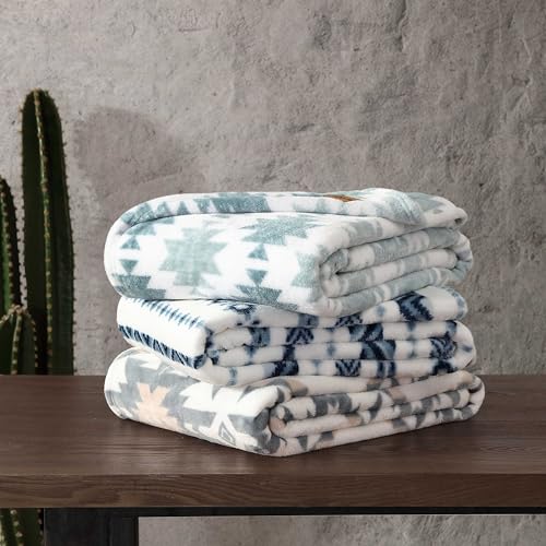 Wrangler - Blanket, Super Soft Sherpa Bedding, Yellowstone Inspired Throw Blanket for Couch or Bed (Canyon Ikat Blue, 50" x 60") - Image 5