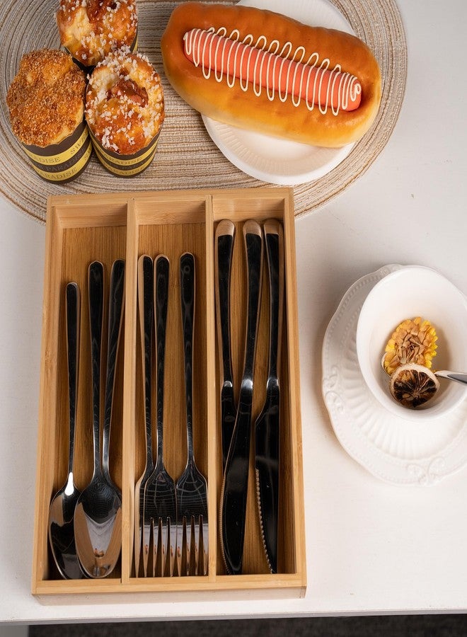 Fibogollo Bamboo Silverware Organizer for Drawer Kitchen Utensil Organizer,Drawers Organizer Storage for Kitchen, Flatware, Utensils - Image 4