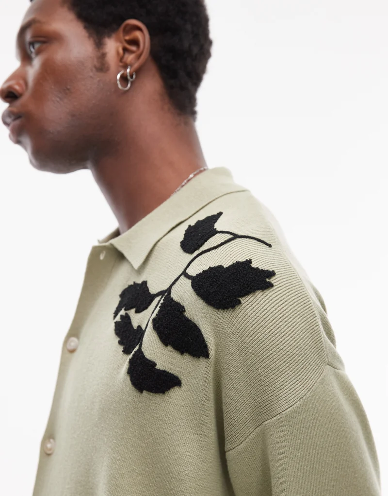 TOPMAN Floral Embroidered Short Sleeve Shirt