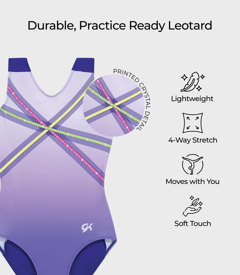 GK Glitz & Glam Gymnastics Leotard for Girls with Matching Scrunchie (Adult Extra Small, Purple) - Image 4