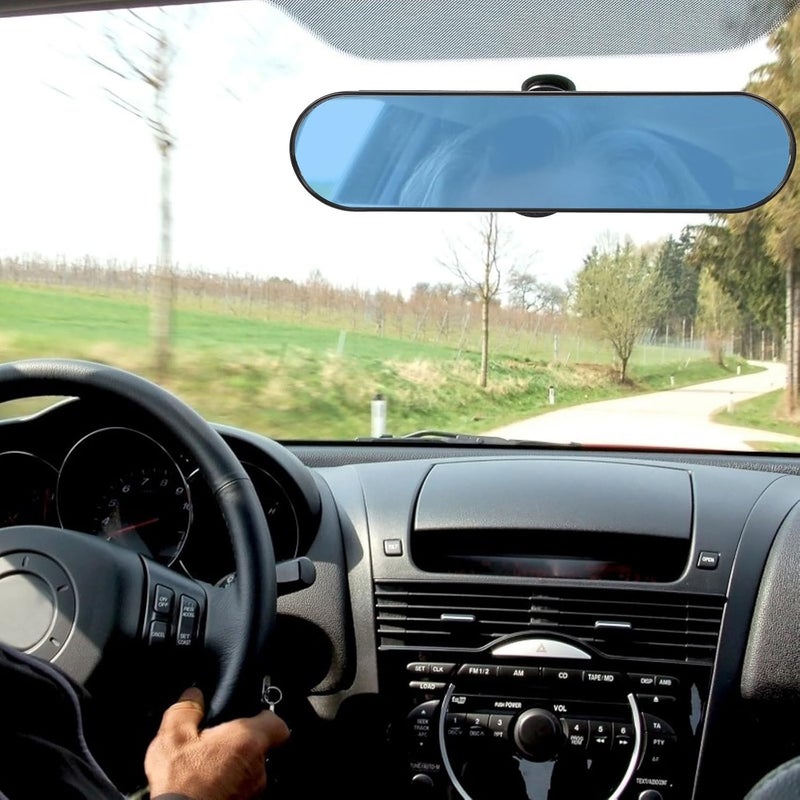 Rotatable Large Field Car Rear View Mirror 360° Wide Angle Interior Mirror Blue Tint for Vehicle Safety and Enhanced Driver Visibility - Image 5