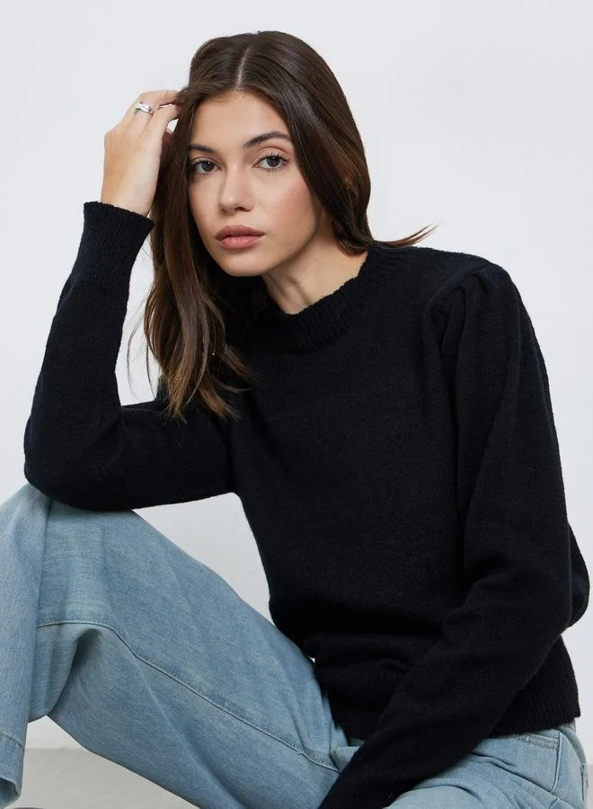 Styli Styli Women Black Knit Lone Sleeve Top