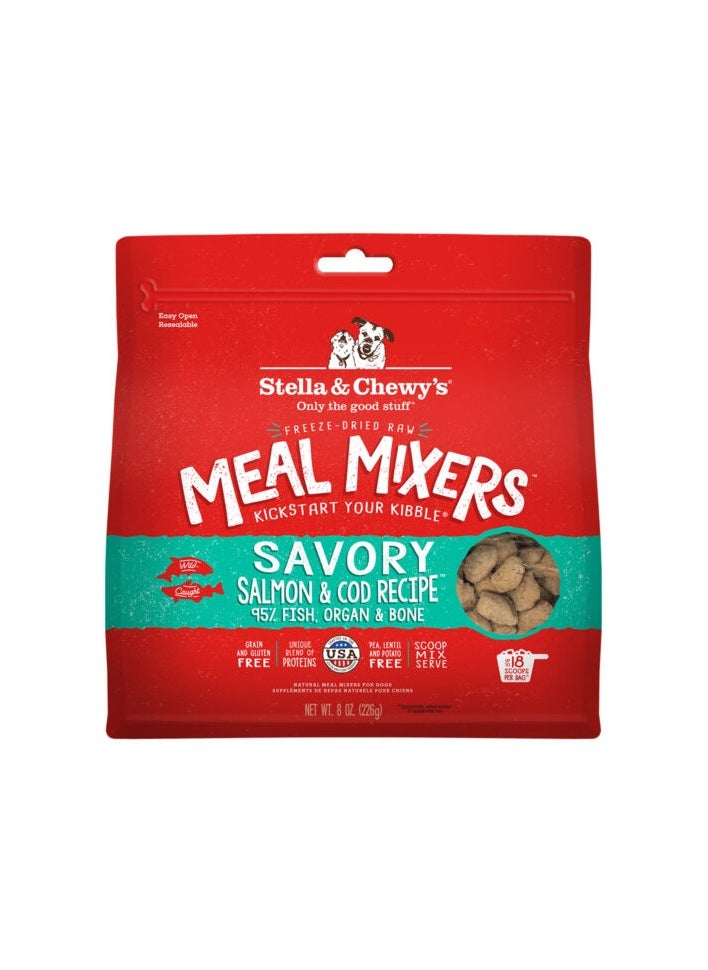 Stella & Chewys Stella & Chewys Dog Freeze Dried Savory Salmon & Cod Meal Mixers – 8 oz, Stella meal mixers, Stella & Chewys meal mixers, Stellas freeze dried food, freeze-dried dog food, best dog food, nutrious dog food, meal mixers, raw kibble mixers; kibble toppers, kibble toppers for dogs  - Image 1