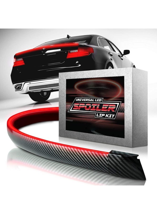 Carbon Fiber LED Trunk Lip Spoiler with Brake Light, Universal Fit - Image 1