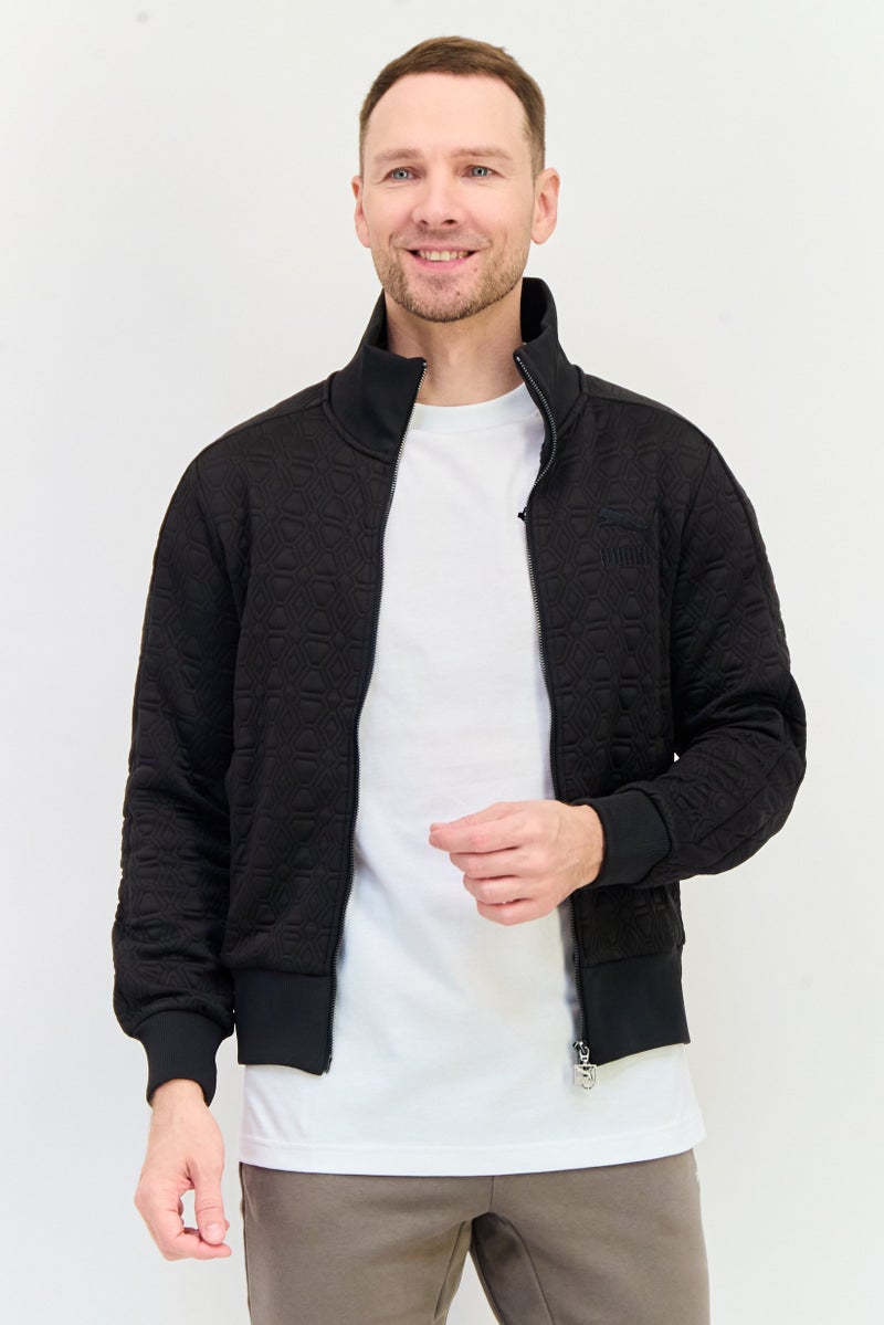 PUMA سويت شيرت رياضي للرجال بأكمام طويلة مناسب للخارج، أسود - Image 1