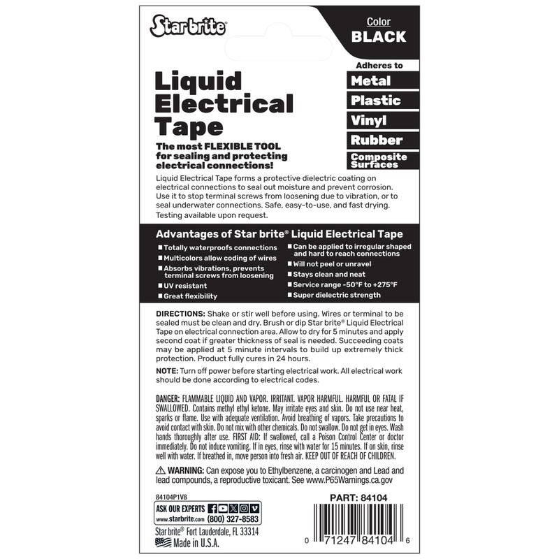 STAR BRITE Liquid Electrical Tape - Superior Adhesion and Flexible Protection for Frayed Cables, Terminals, and Electric Splices - Image 2