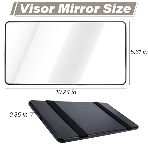 Sixzoo Car Visor Mirror, Sun Visor Mirror with Straps, Cosmetic Makeup Visors Mirrors for Truck Cars, SUVs, Car Mirrors Vanity for Women Girls, Universal Interior Cars Accessories(Black) - Image 2