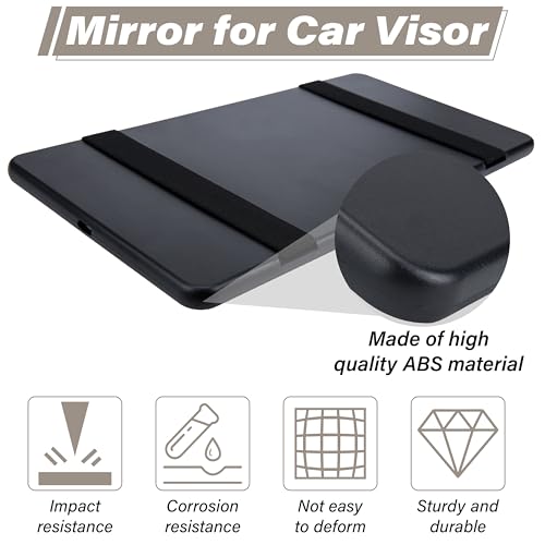 Sixzoo Car Visor Mirror, Sun Visor Mirror with Straps, Cosmetic Makeup Visors Mirrors for Truck Cars, SUVs, Car Mirrors Vanity for Women Girls, Universal Interior Cars Accessories(Black) - Image 3