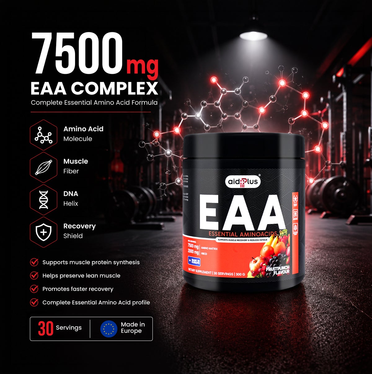 Aid Plus Fruit Punch EAA Powder 300g 30 Servings