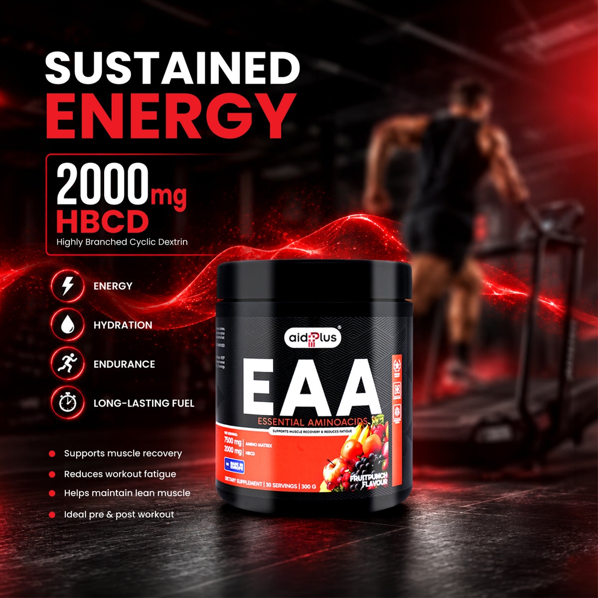 Aid Plus Fruit Punch EAA Powder 300g 30 Servings