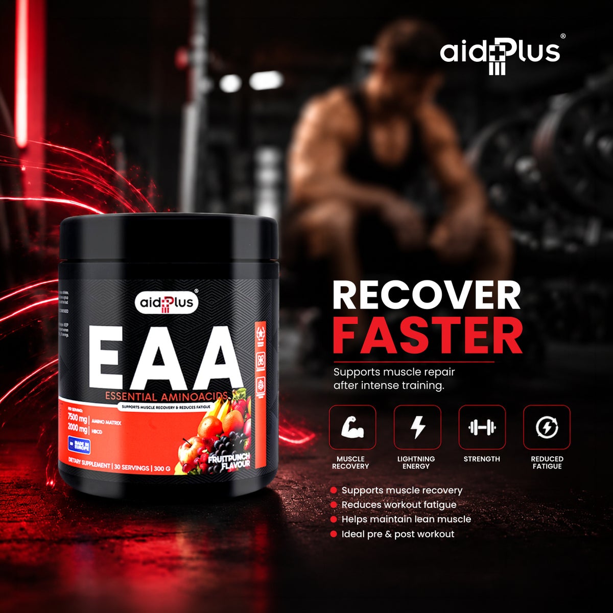 Aid Plus Fruit Punch EAA Powder 300g 30 Servings