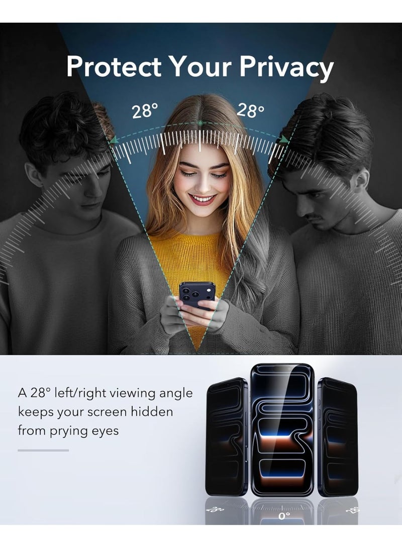 اي اس ار حماية شاشة خصوصية ESR 3 عبوة لجهاز iPhone 17 Pro Max، مقاومة للكسر بمعيار عسكري، صلابة 9H، زجاج مقسى مضاد للتجسس مع صينية UltraFit - Image 3