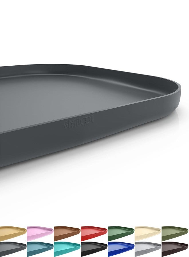 SMILOOL Silicone Pet Feeding Mat with Raised Edge for Food and Water, Dog Bowl Mats, Cat Bowls Placemat with High Lip for Floor Waterproof, Rubber Tray for Cats and Dogs 22 x 14 x 0.8 Dark Grey - Image 1