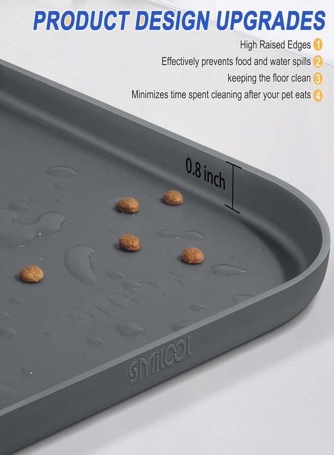 SMILOOL Silicone Pet Feeding Mat with Raised Edge for Food and Water, Dog Bowl Mats, Cat Bowls Placemat with High Lip for Floor Waterproof, Rubber Tray for Cats and Dogs 22 x 14 x 0.8 Dark Grey - Image 4