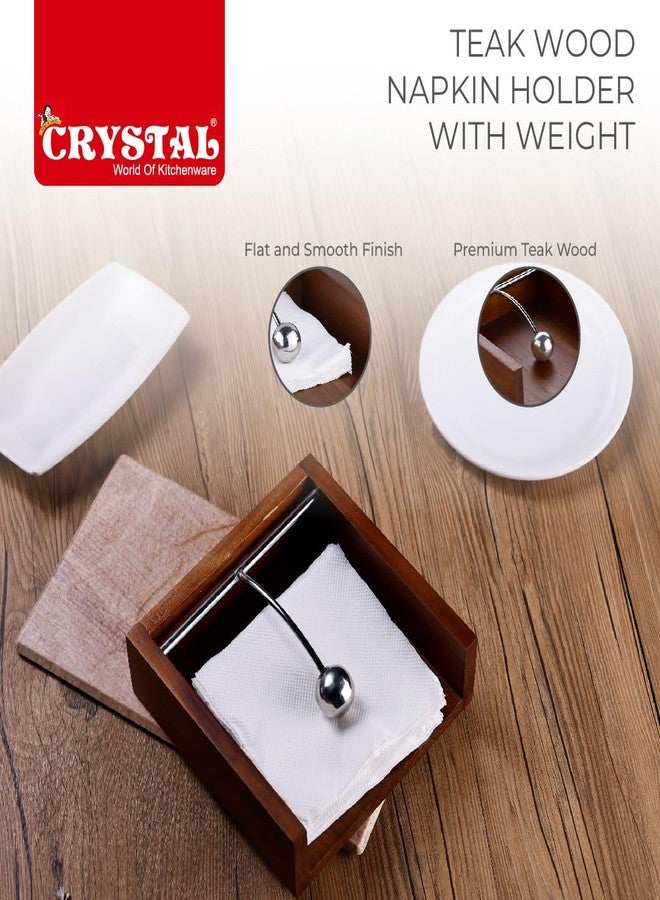 Crystal Premium Teak Wood Napkin/Tissue Paper Holder with Weight | Ideal for Kitchen, Home, Dining Table, Restaurant | Handcrafted and Stylish - Image 5