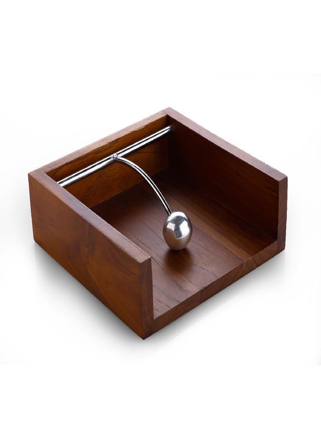 Crystal Premium Teak Wood Napkin/Tissue Paper Holder with Weight | Ideal for Kitchen, Home, Dining Table, Restaurant | Handcrafted and Stylish - Image 2